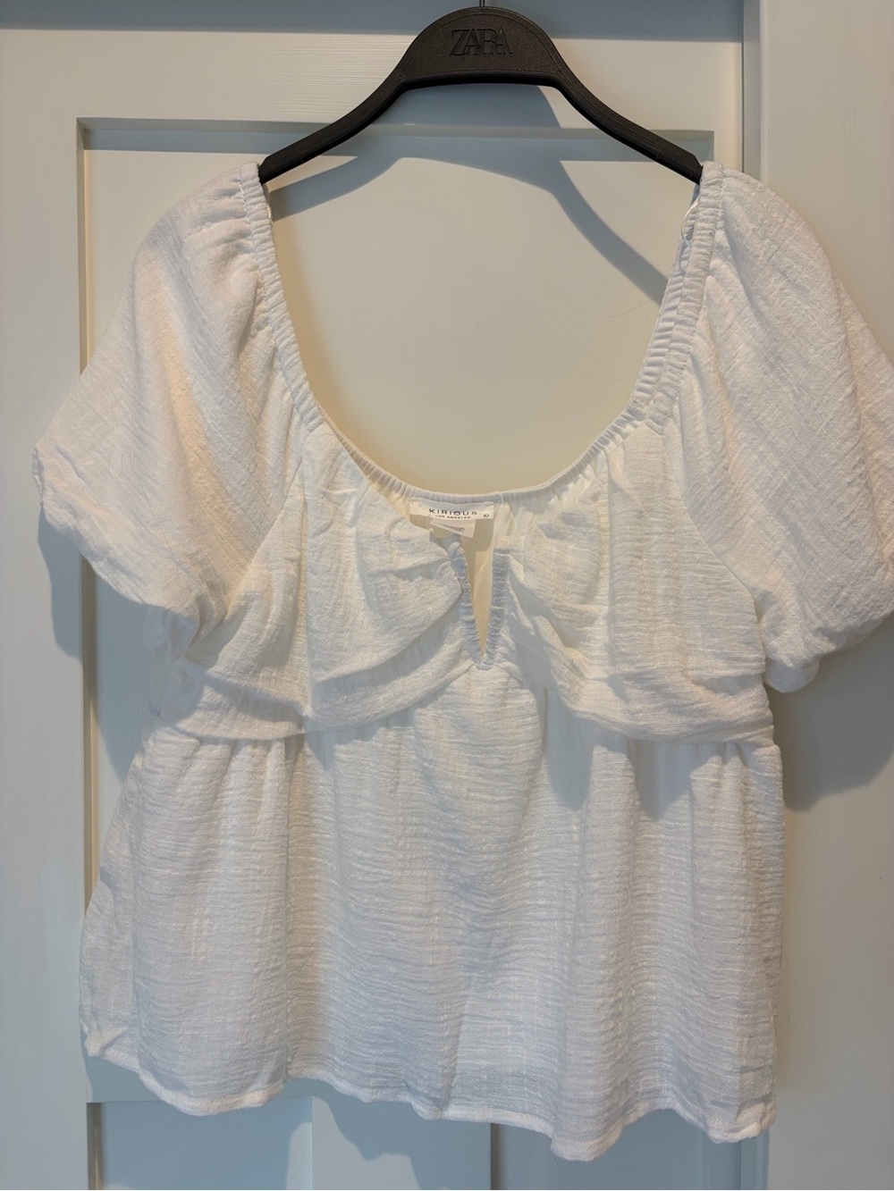 100 percent cotton Puff-Sleeve Peplum Top